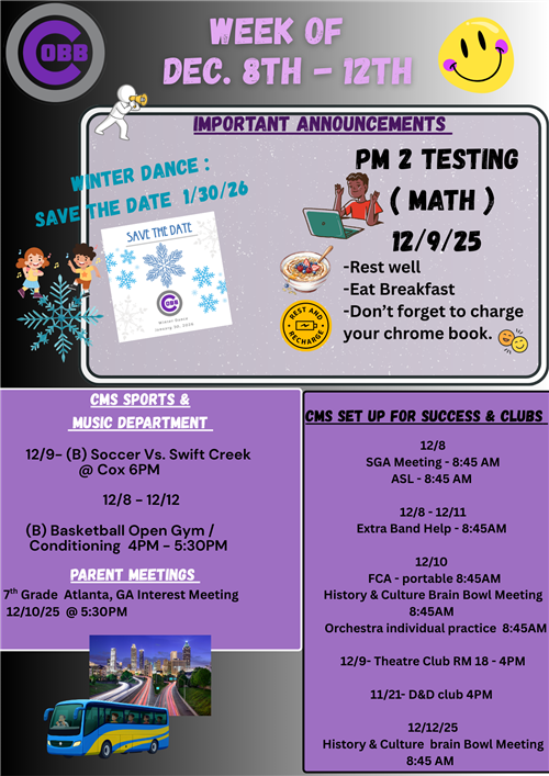 Weekly Newsletter for Dec. 8-12